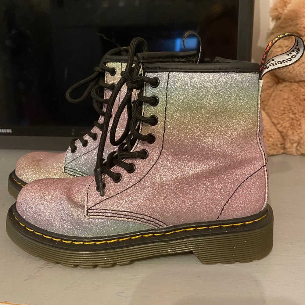 Little Girls Rainbow glitter Dr Martens.